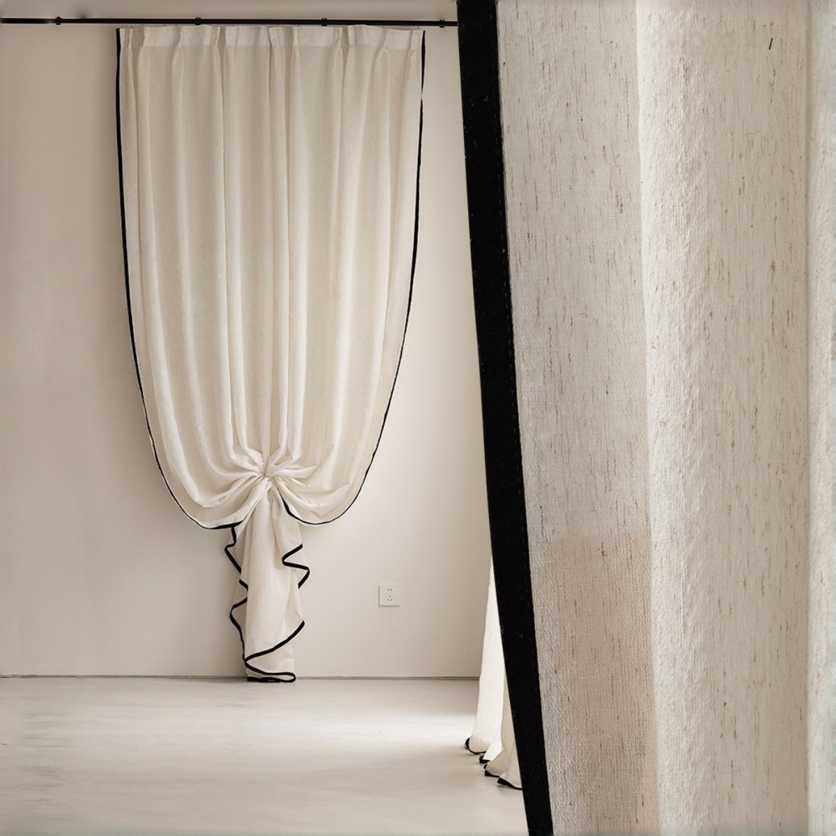 Linen Curtain Eyelet - 1PC Edge Vintage Sheer Curtain, Privacy