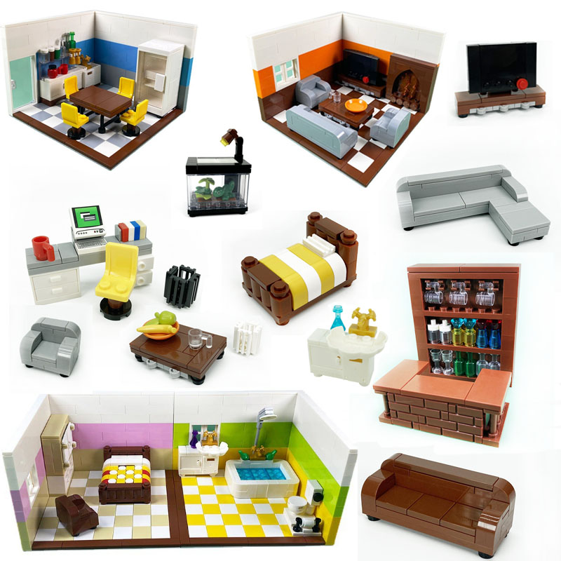 Interior Design Build - MOC Interior Decoration Mini Building Blocks