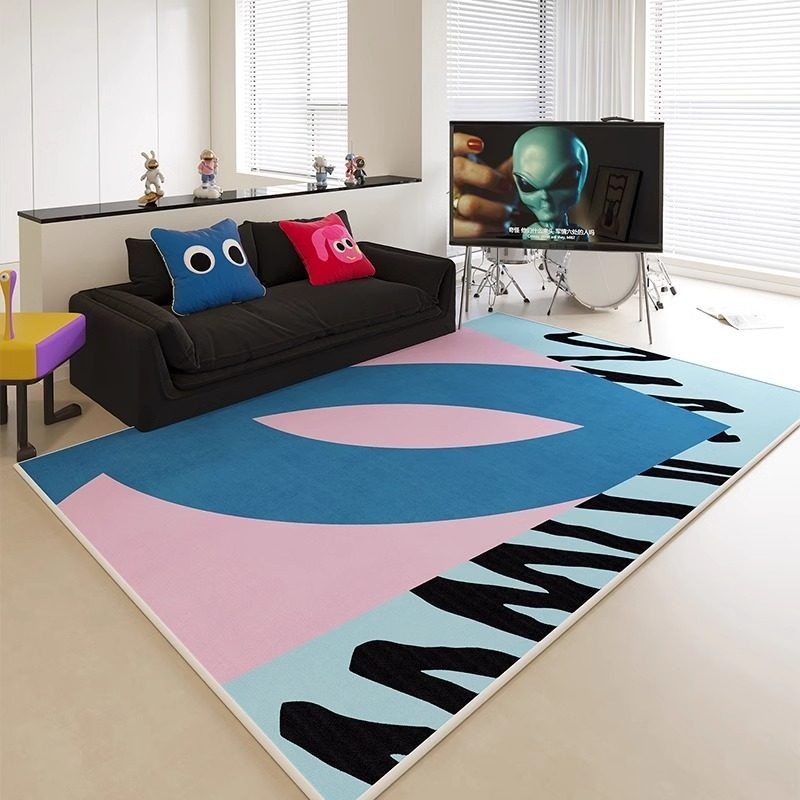 Printed Rug Abstract - Abstract Color-blocked Print Living Room Carpet