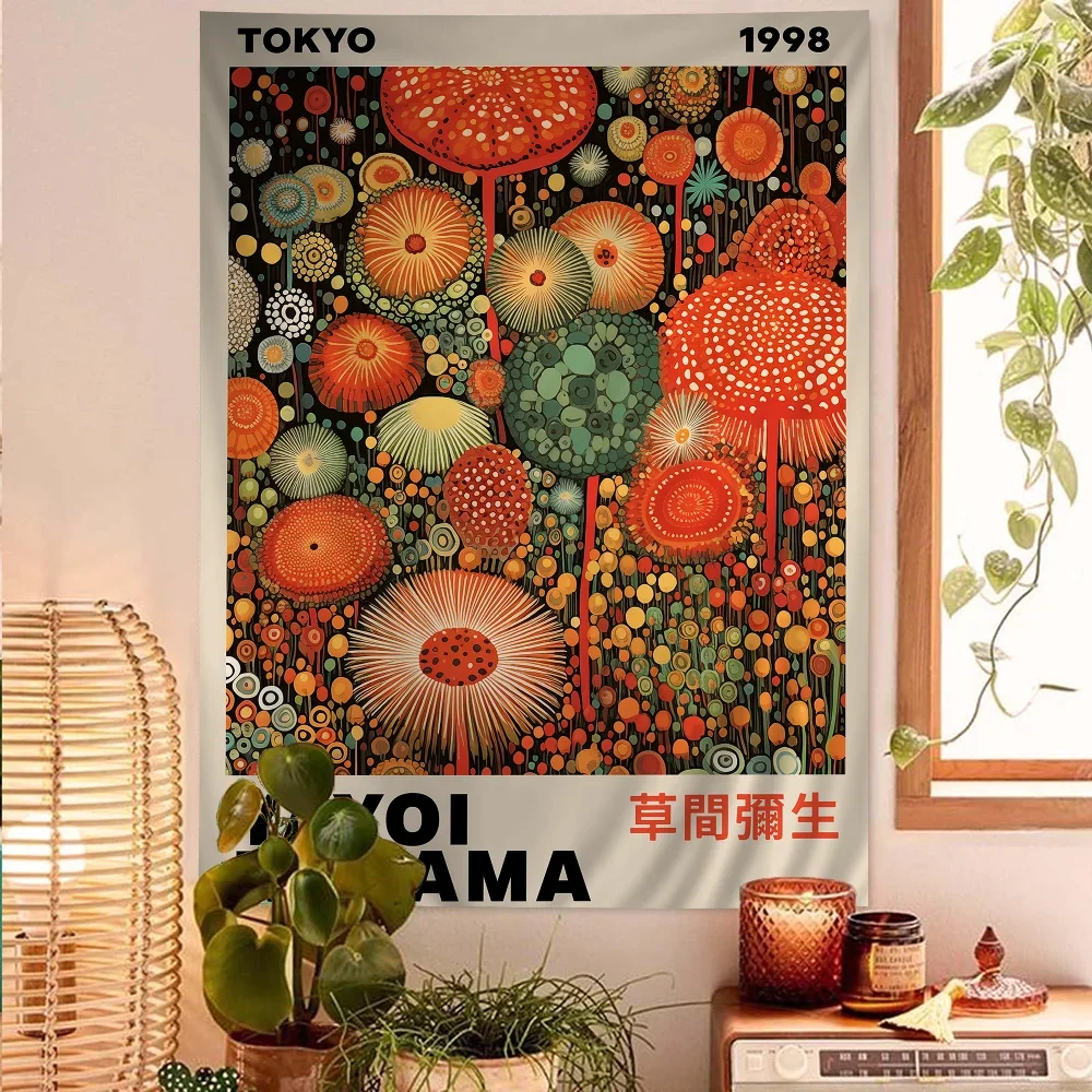 Printed Rug Abstract - Abstract Yayoi Kusama Anime Tapestry Hanging