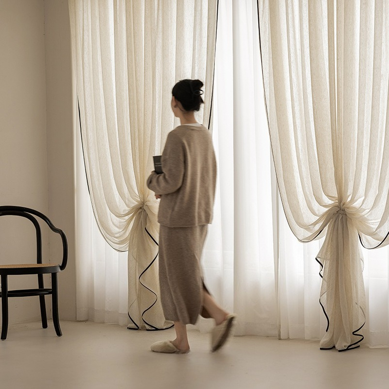 Japanese Cream Linen Simple Se - Linen Curtain Eyelet avis et prix