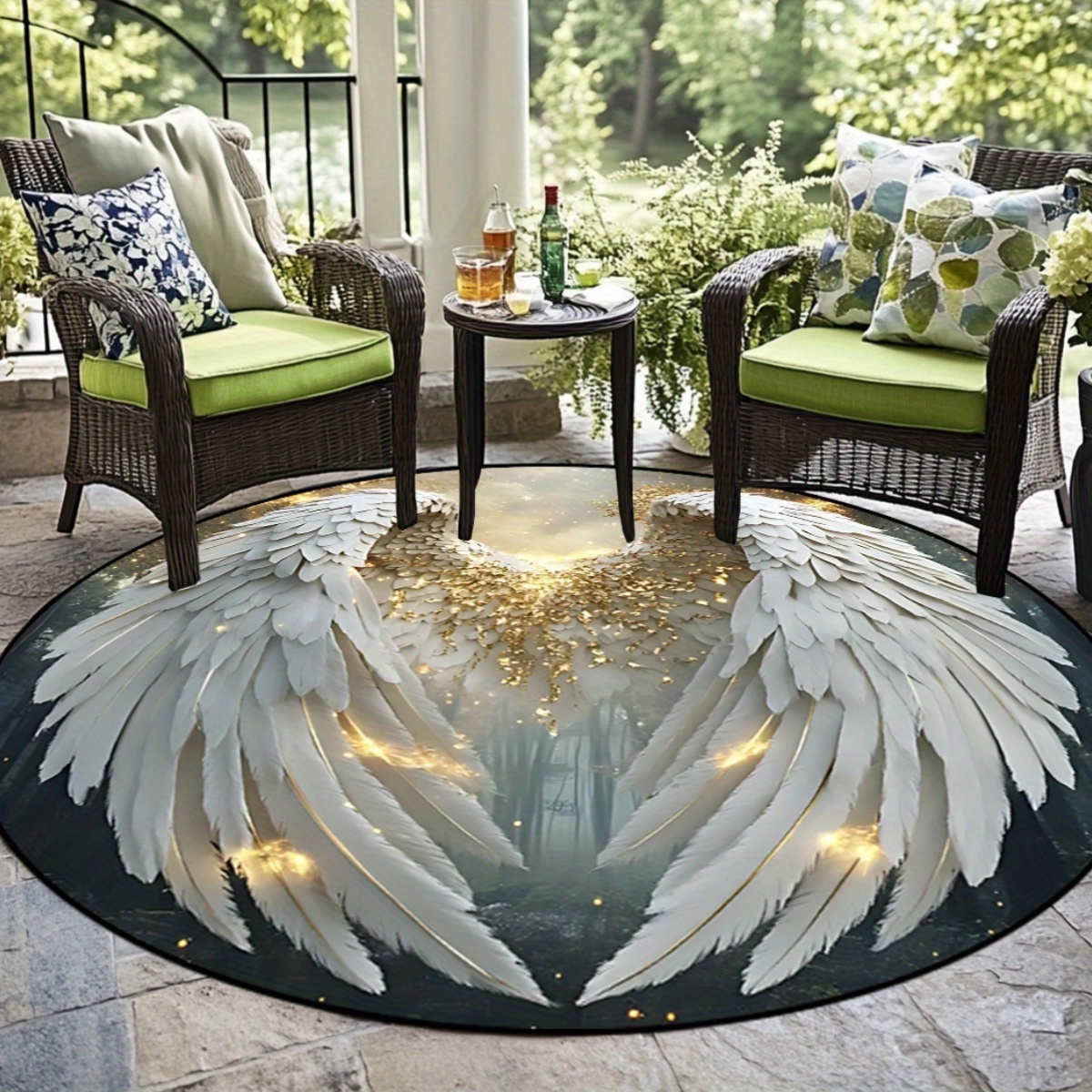 Vintage Angel Wings Round Area - Printed Rug Abstract avis et prix