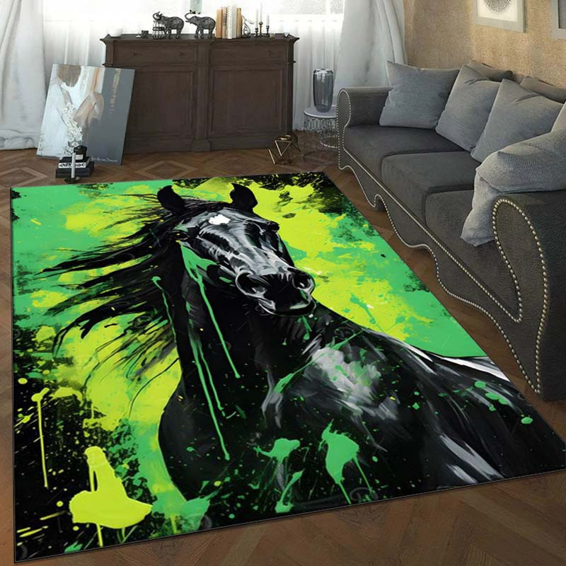 Abstract Horse Rug in Green an - Printed Rug Abstract avis et prix