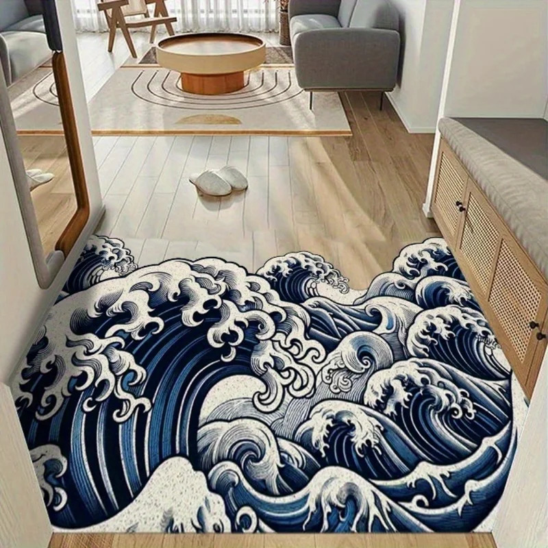 VIKAMA Abstract Wavy Art Rug,  - Printed Rug Abstract avis et prix