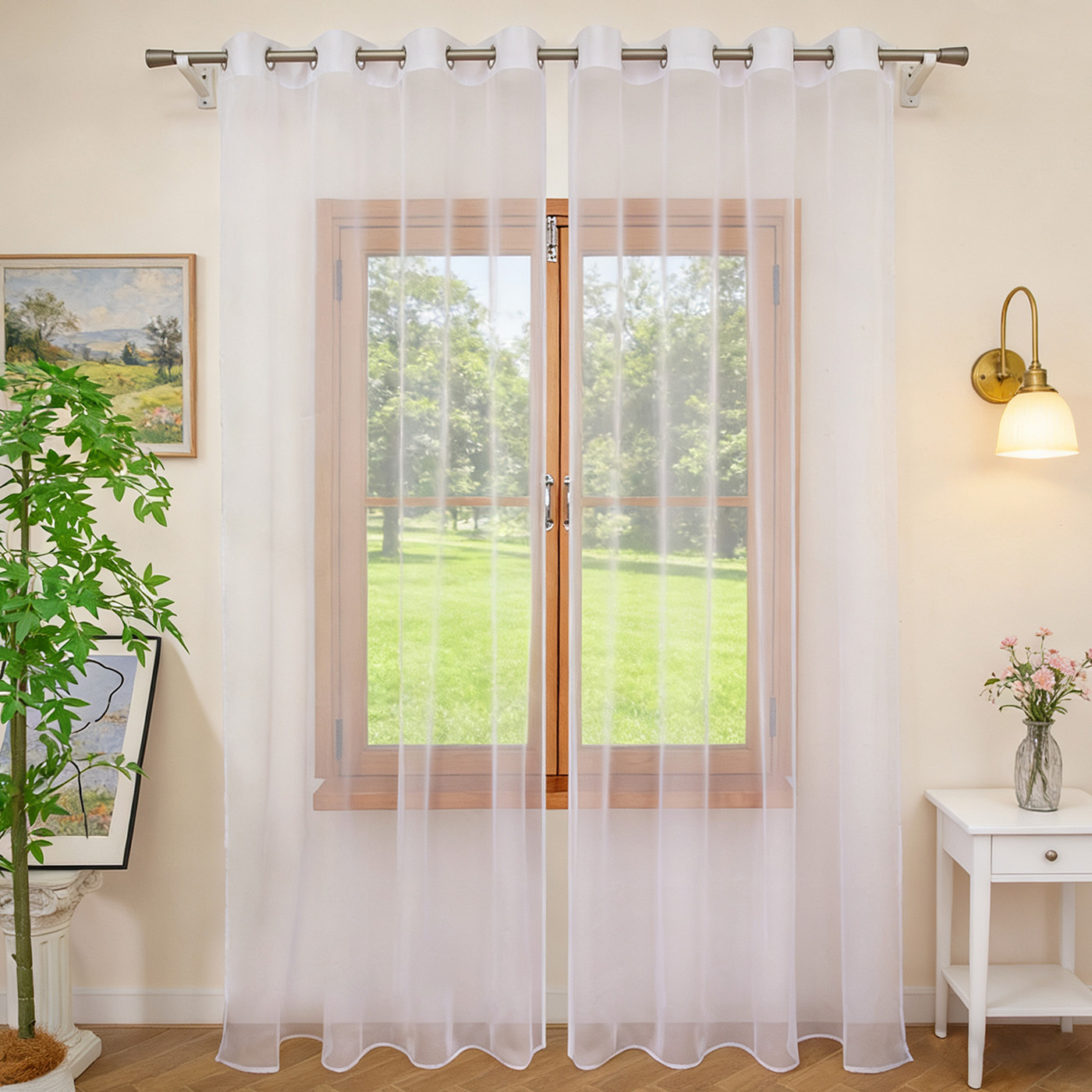 1PC White filter curtains soli - Linen Curtain Eyelet avis et prix