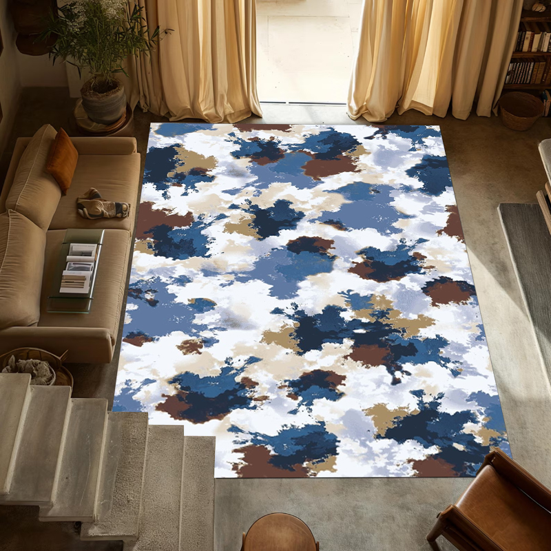 Modern Blue Camouflage Area Ru - Printed Rug Abstract avis et prix