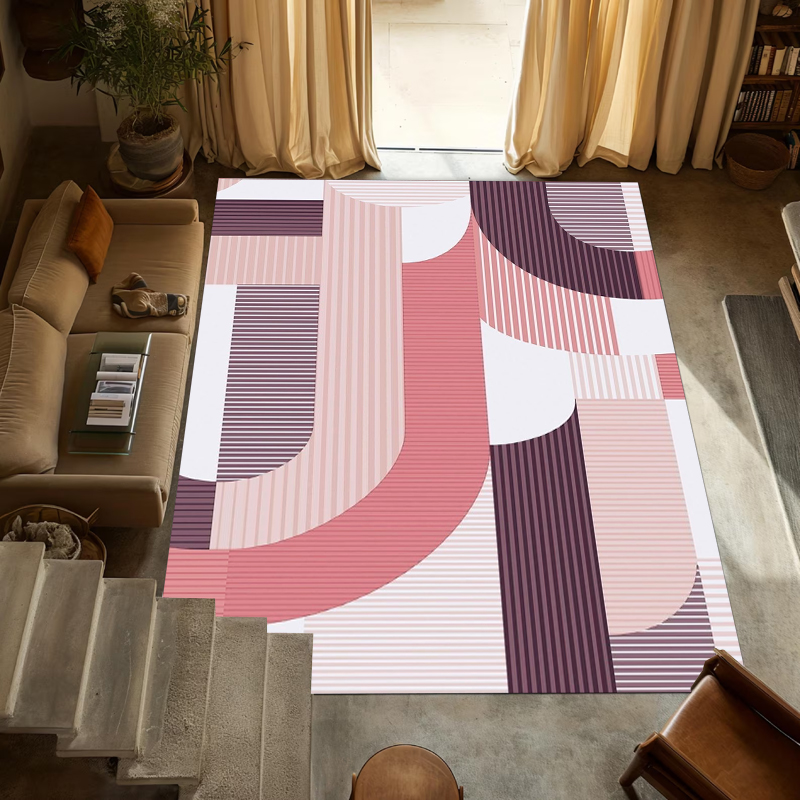 Minimalist Pink Purple Abstrac - Printed Rug Abstract avis et prix