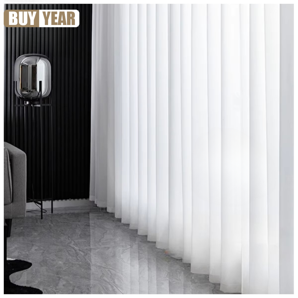 High Quality Solid White Tulle - Linen Curtain Eyelet avis et prix