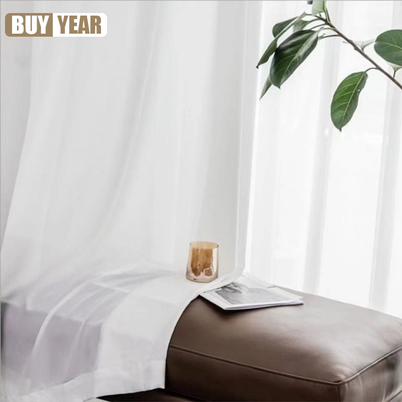High Quality Solid White Tulle - Linen Curtain Eyelet avis et prix
