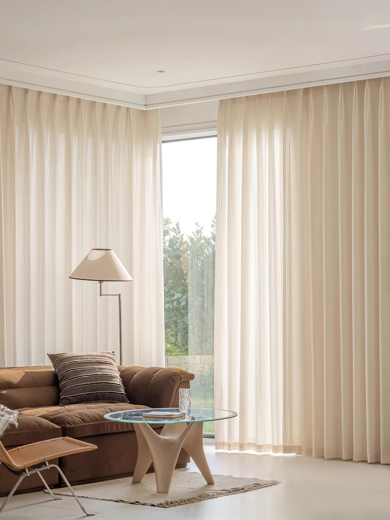 Milk Tea-colored Mirror Veil C - Linen Curtain Eyelet avis et prix