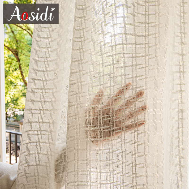 Plaid Linen Look Voilage Sheer - Linen Curtain Eyelet avis et prix