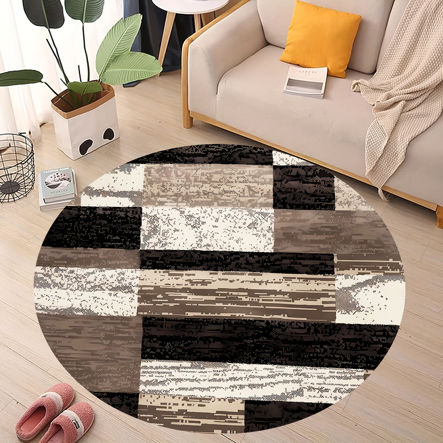 Abstract Geometric Patchwork R - Printed Rug Abstract avis et prix
