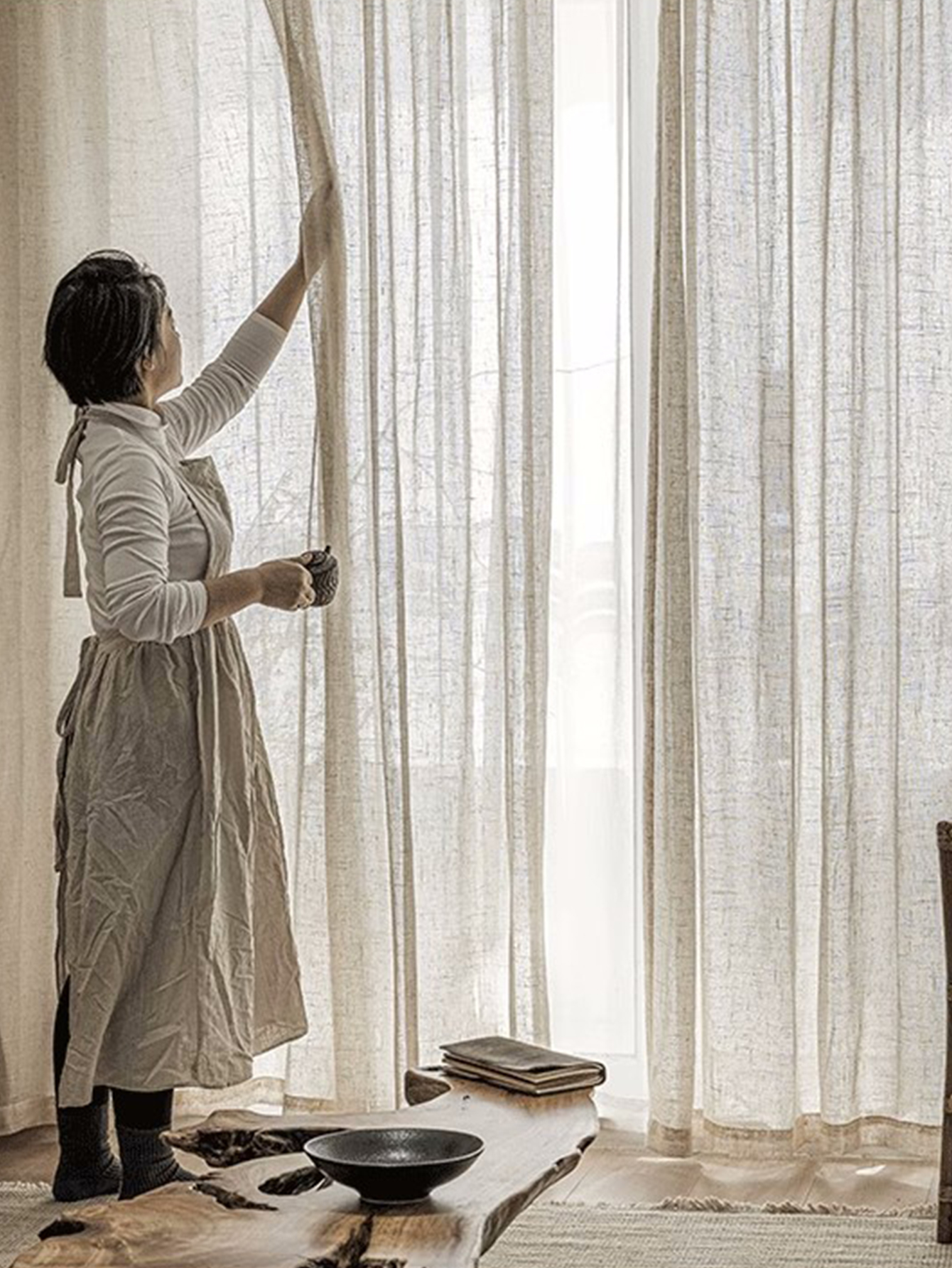 New Linen Curtains Natural Woo - Linen Curtain Eyelet avis et prix