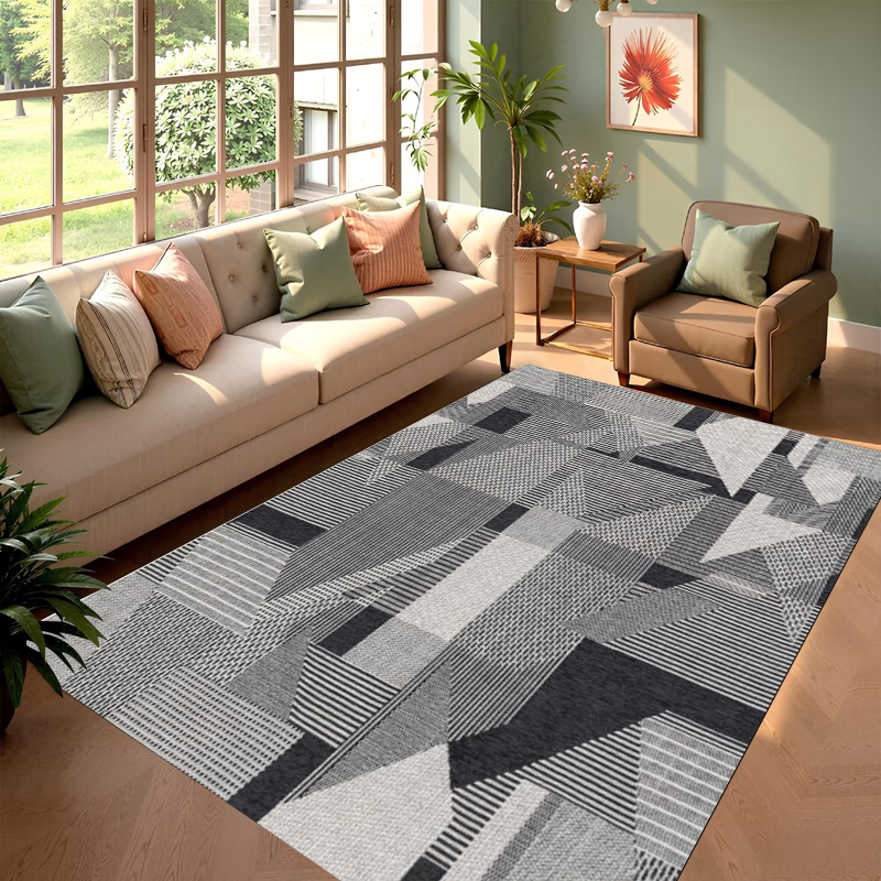 Modern Geometric Area Rug Grey - Printed Rug Abstract avis et prix