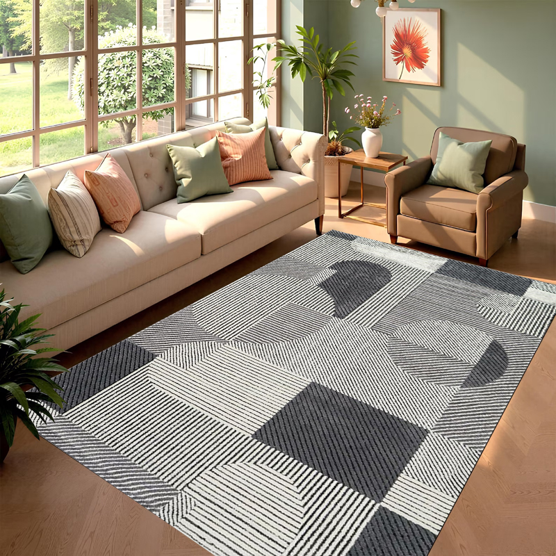 Modern Geometric Area Rug Grey - Printed Rug Abstract avis et prix