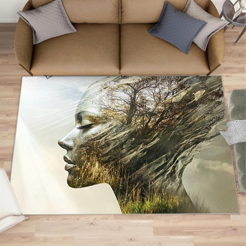 Nature Woman Face Area Rug Abs - Printed Rug Abstract avis et prix