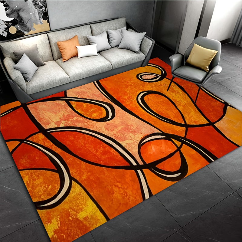 Abstract Orange Geometric Bath - Printed Rug Abstract avis et prix