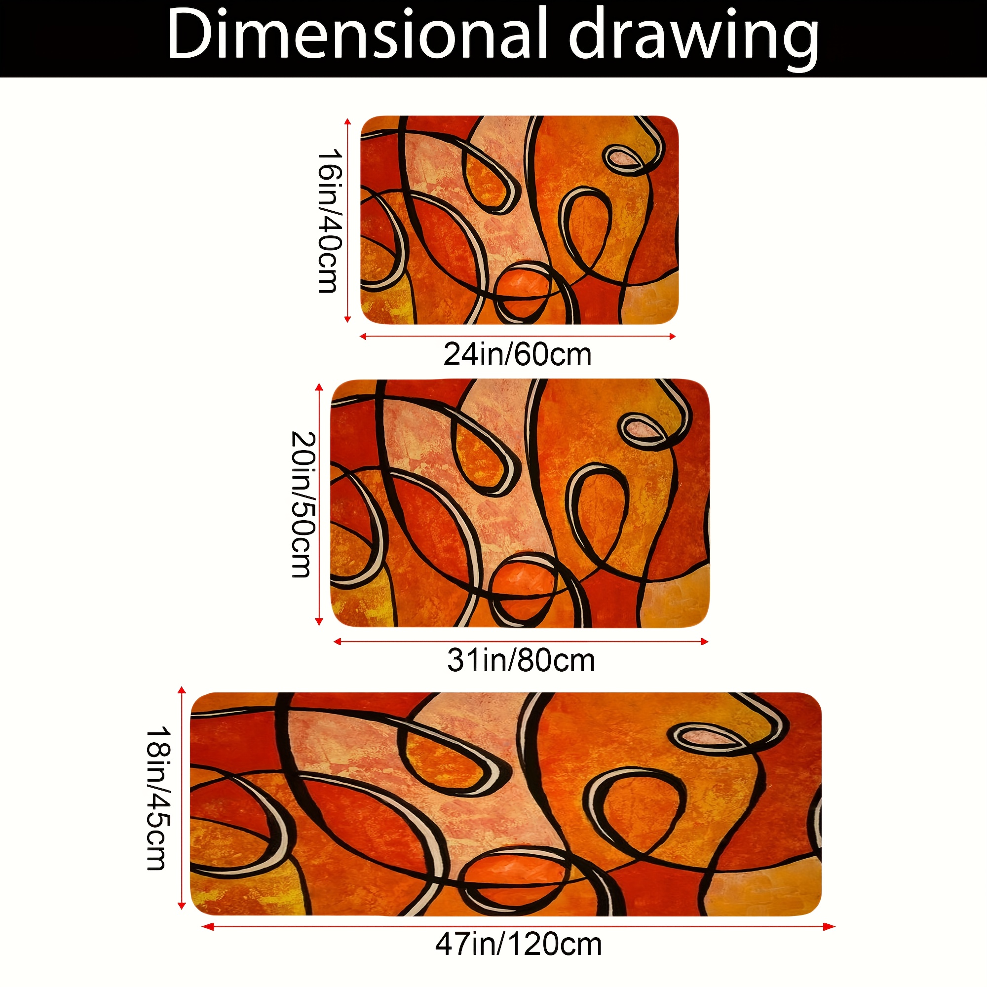 Abstract Orange Geometric Bath - Printed Rug Abstract avis et prix