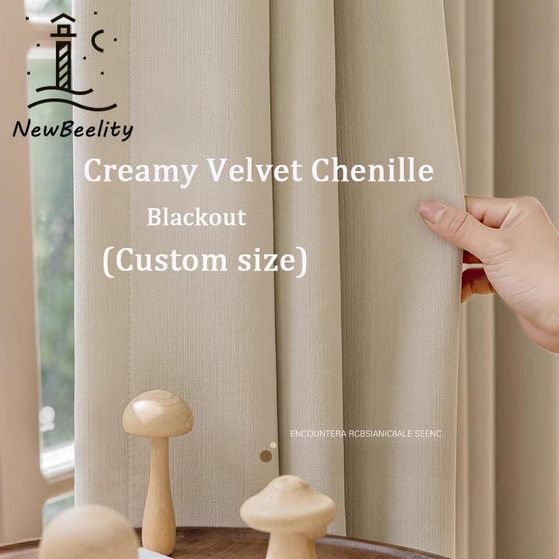 Cream Velvet Chenille Blackout - Linen Curtain Eyelet avis et prix