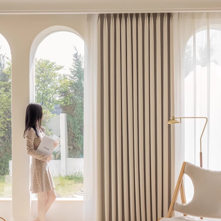 Cream Velvet Chenille Blackout - Linen Curtain Eyelet avis et prix
